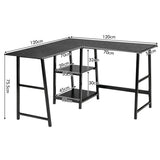 NNECW L-Shaped Corner Computer Desk with 2-Tier Storage Shelves
