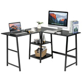 NNECW L-Shaped Corner Computer Desk with 2-Tier Storage Shelves