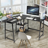 NNECW L-Shaped Corner Computer Desk with 2-Tier Storage Shelves