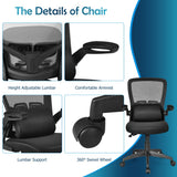 NNECW Lightweight Mesh Office Chair with Lumbar Support-Black