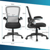 NNECW Lightweight Mesh Office Chair with Lumbar Support-Grey