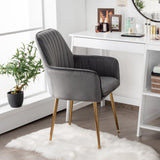 NNECW Accent Upholstered Arm Chair with Velvet Material for Living Room/Bedroom-Grey