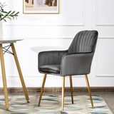 NNECW Accent Upholstered Arm Chair with Velvet Material for Living Room/Bedroom-Grey