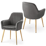NNECW Accent Upholstered Arm Chair with Velvet Material for Living Room/Bedroom-Grey