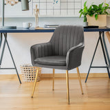 NNECW Accent Upholstered Arm Chair with Velvet Material for Living Room/Bedroom-Grey