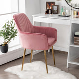 NNECW Accent Upholstered Arm Chair with Velvet Material for Living Room/Bedroom-Pink