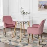 NNECW Accent Upholstered Arm Chair with Velvet Material for Living Room/Bedroom-Pink