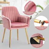 NNECW Accent Upholstered Arm Chair with Velvet Material for Living Room/Bedroom-Pink