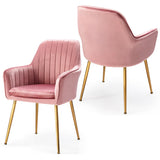 NNECW Accent Upholstered Arm Chair with Velvet Material for Living Room/Bedroom-Pink