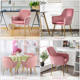 NNECW Accent Upholstered Arm Chair with Velvet Material for Living Room/Bedroom-Pink