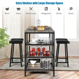 NNECW 3 Pieces Modern Industrial Dining Table Set with Two Bar Stools