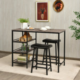 NNECW 3 Pieces Modern Industrial Dining Table Set with Two Bar Stools