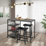 NNECW 3 Pieces Modern Industrial Dining Table Set with Two Bar Stools