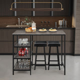 NNECW 3 Pieces Modern Industrial Dining Table Set with Two Bar Stools