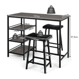 NNECW 3 Pieces Modern Industrial Dining Table Set with Two Bar Stools