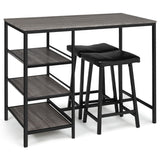 NNECW 3 Pieces Modern Industrial Dining Table Set with Two Bar Stools
