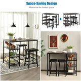 NNECW 3 Pieces Modern Industrial Dining Table Set with Two Bar Stools