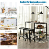 NNECW 3 Pieces Modern Industrial Dining Table Set with Two Bar Stools