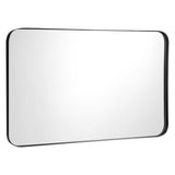 NNECW Bathroom Wall Mirror with Rounded Corner for Washroom-Black