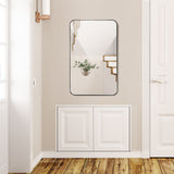 NNECW Bathroom Wall Mirror with Rounded Corner for Washroom-Black