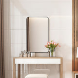 NNECW Bathroom Wall Mirror with Rounded Corner for Washroom-Black