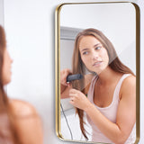 NNECW Bathroom Wall Mirror with Rounded Corner for Washroom-Golden