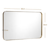 NNECW Bathroom Wall Mirror with Rounded Corner for Washroom-Golden