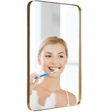 NNECW Bathroom Wall Mirror with Rounded Corner for Washroom-Golden