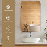 NNECW Bathroom Wall Mirror with Rounded Corner for Washroom-Golden