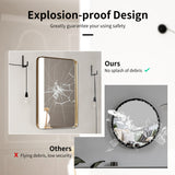 NNECW Bathroom Wall Mirror with Rounded Corner for Washroom-Golden
