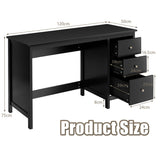 NNECW 3-Drawer Computer Desk with Spacious Desktop for Office Black