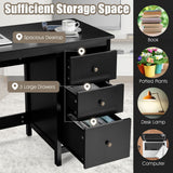 NNECW 3-Drawer Computer Desk with Spacious Desktop for Office Black