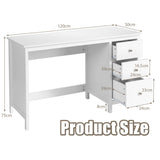 NNECW 3-Drawer Computer Desk with Spacious Desktop for Office White