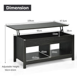 NNECW Modern Lift Tabletop Storage Coffee Table for Living Room &amp Study Room-Black