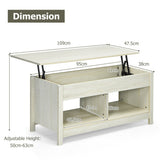 NNECW Modern Lift Tabletop Storage Coffee Table for Living Room &amp Study Room-White