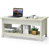 NNECW Modern Lift Tabletop Storage Coffee Table for Living Room &amp Study Room-White