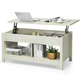 NNECW Modern Lift Tabletop Storage Coffee Table for Living Room &amp Study Room-White