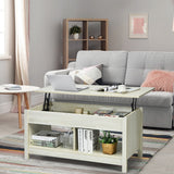 NNECW Modern Lift Tabletop Storage Coffee Table for Living Room &amp Study Room-White