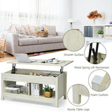 NNECW Modern Lift Tabletop Storage Coffee Table for Living Room &amp Study Room-White