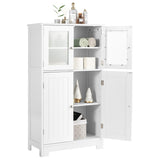 NNECW Bathroom Storage Cabinet with Tempered Glass Doors & Adjustable Shelf for Dining Room and Living Room