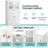 NNECW Bathroom Storage Cabinet with Tempered Glass Doors & Adjustable Shelf for Dining Room and Living Room