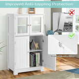 NNECW Bathroom Storage Cabinet with Tempered Glass Doors & Adjustable Shelf for Dining Room and Living Room