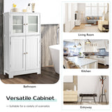 NNECW Bathroom Storage Cabinet with Tempered Glass Doors & Adjustable Shelf for Dining Room and Living Room