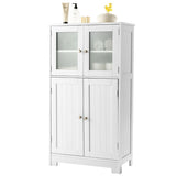 NNECW Bathroom Storage Cabinet with Tempered Glass Doors & Adjustable Shelf for Dining Room and Living Room