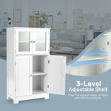 NNECW Bathroom Storage Cabinet with Tempered Glass Doors & Adjustable Shelf for Dining Room and Living Room
