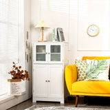 NNECW Bathroom Storage Cabinet with Tempered Glass Doors & Adjustable Shelf for Dining Room and Living Room