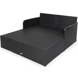 NNECW Rattan Daybed with Spacious Seat &amp Extra Pillows for Courtyard -White