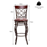 NNECW Round Leather Padded Bistro Metal Bar Stools with Non-slip Caps for Dining Room