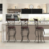 NNECW Round Leather Padded Bistro Metal Bar Stools with Non-slip Caps for Dining Room