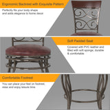 NNECW Round Leather Padded Bistro Metal Bar Stools with Non-slip Caps for Dining Room